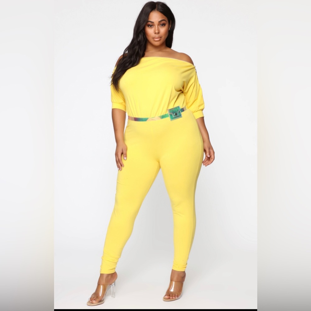 Met My Match Belted Jumpsuit - Yellow